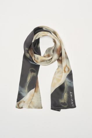 Long Silk Scarf Gust Flower Print