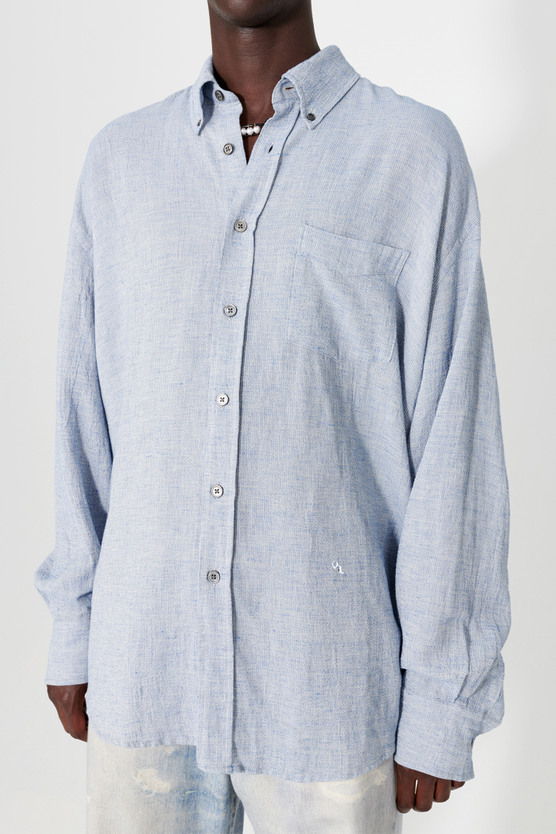 Our Legacy - Borrowed Shirt Mid Blue Burlington Seersucker
