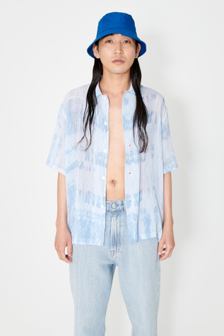 Box Shirt Shortsleeve Blue Brush Stroke Print