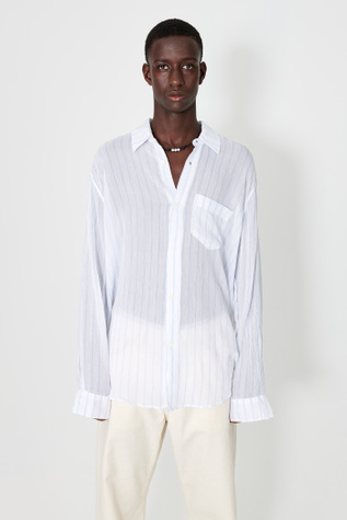 Initial Shirt White Rayon Plait Stripe