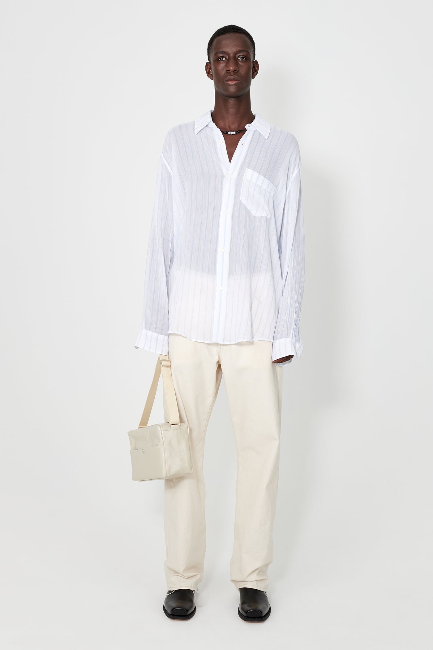 Our Legacy - Initial Shirt White Rayon Plait Stripe
