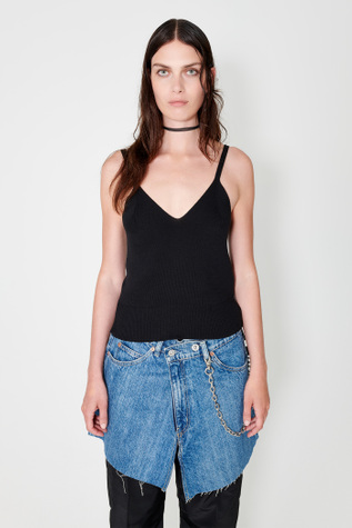 Knitted Singlet Shadow Black Crispy Cotton