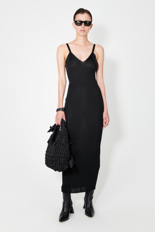Knitted Singlet Dress Super Black Performance Poly