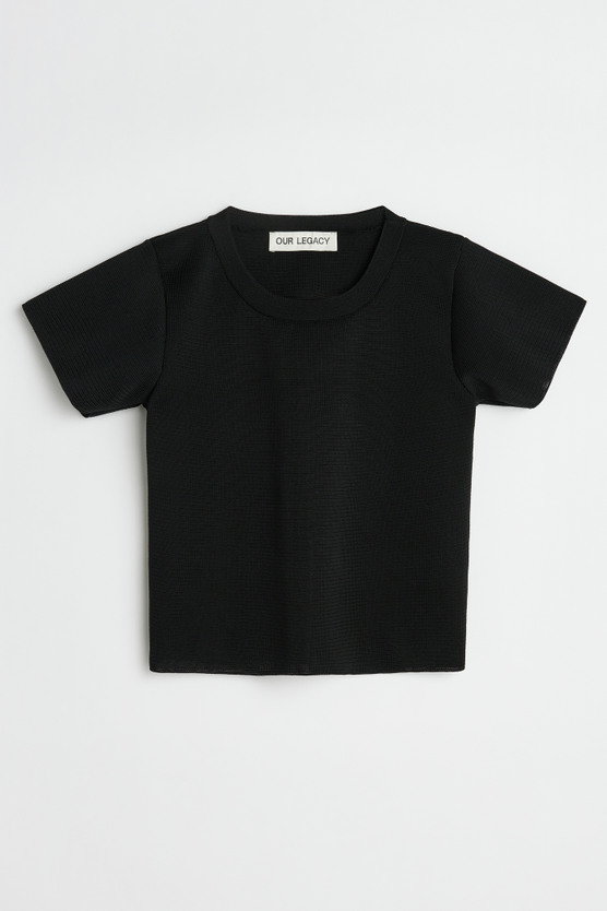 Our Legacy - Knitted Cropped T-Shirt Super Black Performance