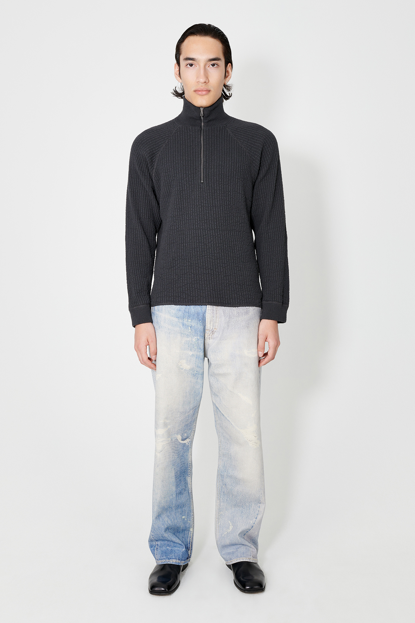 Our Legacy - Half Zip Turtleneck Anthracite Habitable Silk