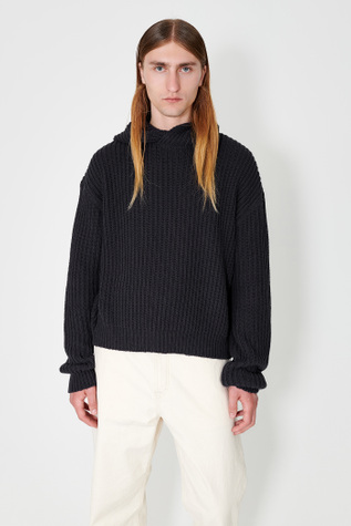 Knitted Sailor Hood Navy Ink Pure Silk