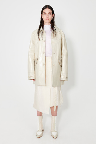 Buta Coat Dusty White Leather