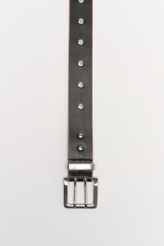 Our Legacy - 4 cm Broken Stud Belt Black Bridle Leather
