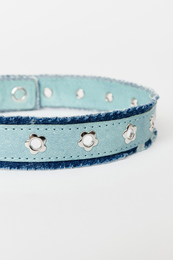 アクセサリー OUR LEGACY FLOWER CHOKER Our Legacy - Denim Flower Choker Indigo Leather