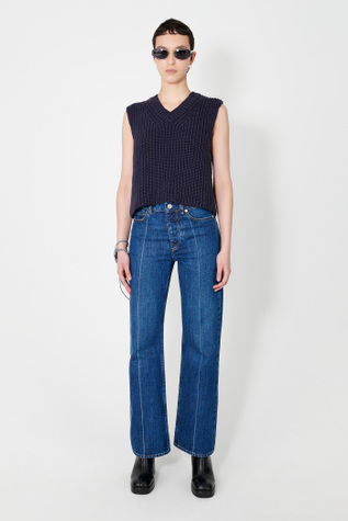 Boot Cut Mid Blue Crease Denim