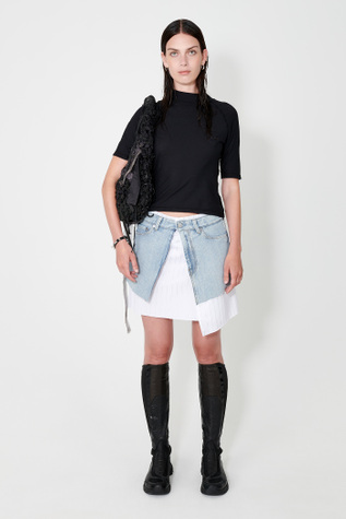 Mini Denim Skirt Bleached Lurex Woof