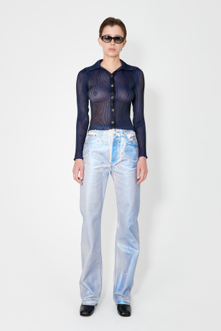 Spiral Cut Blue Foil Denim