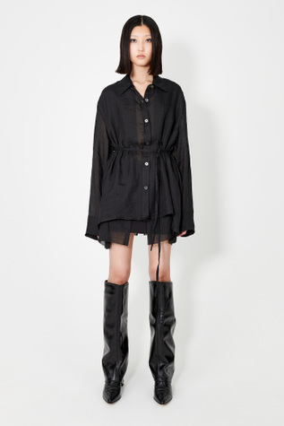 Backless Liner Shirt Black Gauze Ramie