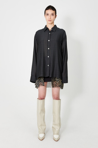 Backless Liner Shirt Night Check Print