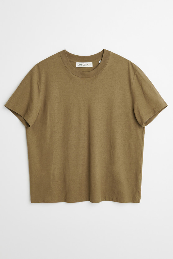 Our Legacy - Hover T-Shirt in Capers Green Dry Crepe
