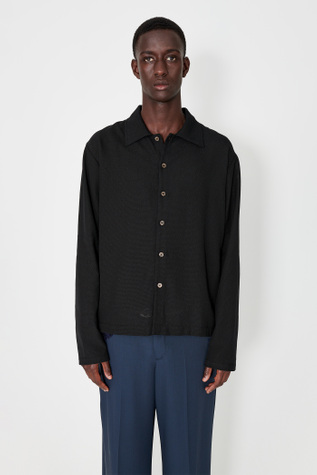 Isola Shirt Black Sparse Panama Cotton