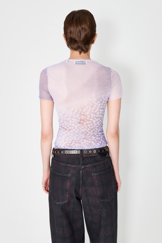 Our Legacy パープル スーパースリムフィット Tシャツ Our Legacy - Super Slim T-Shirt Light Flowers Print