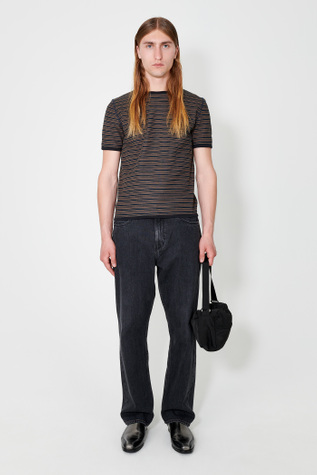Tanker T-Shirt Navy/Brown Crepe Stripe