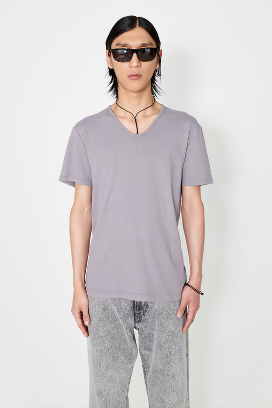 ★OUR LEGACY★ U-NECK T-SHIRT Uネック Tシャツ Our Legacy Cotton Silk U-Neck T-Shirt - Washed Charcoal