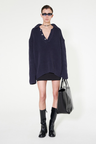 Big Piquet Navy Chunky Cotton Rib