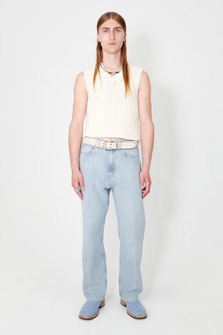 Intact Vest Raw White Chunky Cotton Rib
