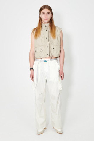 Cropped Exhale Puffa Vest Metallic Sand Parachute Poplin