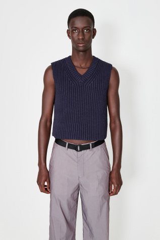 Intact Vest Navy Chunky Cotton Rib