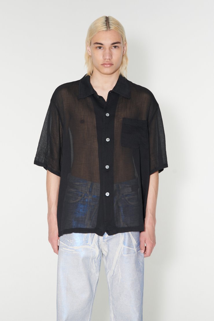 OUR LEGACY ✦ BOX SHIRT｜SHORTSLEEVE 『46』 Our Legacy - Box Shirt Shortsleeve Black Boucle