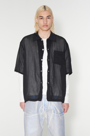Box Shirt Shortsleeve Black Rayon Plait