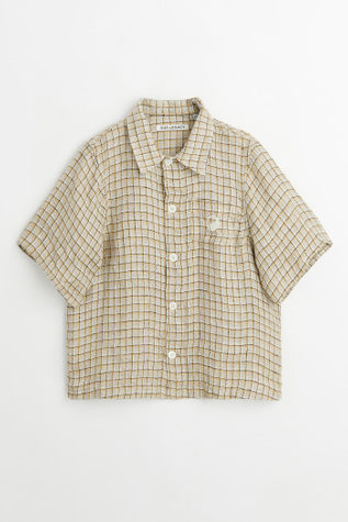 Kids Box Shirt Shortsleeve Grey Yellow Check