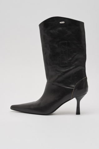 Envelope Boot Top Dyed Black Leather