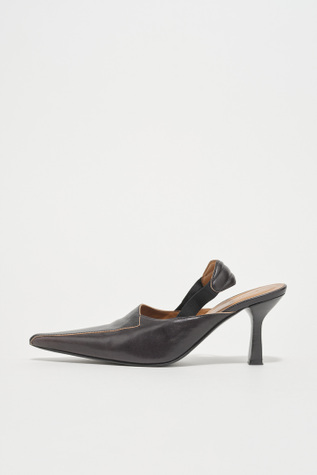 Envelope Heel Top Dyed Black Leather