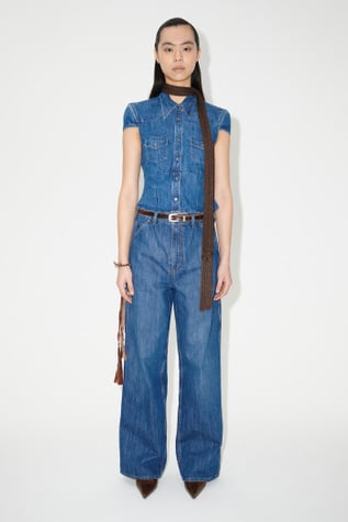 Daisy Shirt Shortsleeve Western Blue Denim