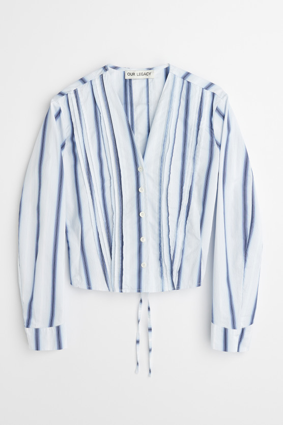Our Legacy - Pleated Shirt Blue Crypto Stripe