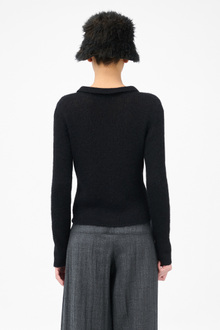 トップス OUR LEGACY CARDIGAN Melange Mohair 48 Our Legacy - Mazzy Polo Black Fuzzy Alpaca