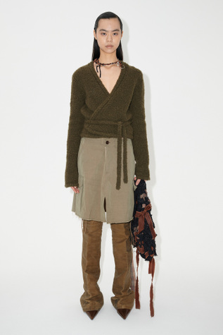 Wrap Knit Olive Cartoon Wool