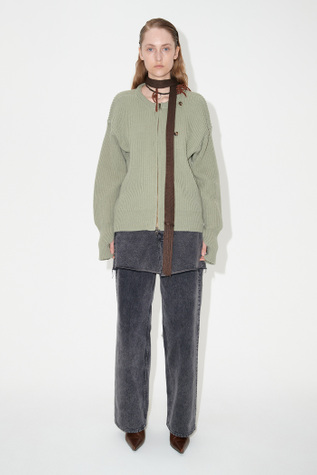 Zip Wrap Cardigan Refined Green Quotidian Wool