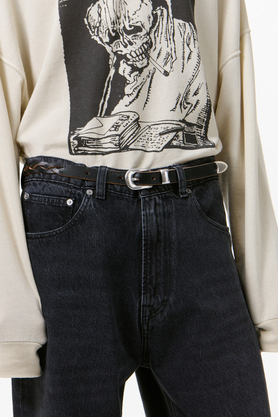 Our Legacy - 2 cm Braided Belt Black Leather