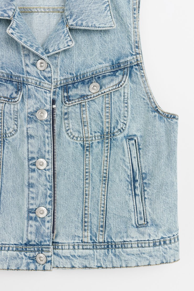 ￼ Eco Bio Washed Denim Jumper Vest Amazon.com: Missing Link Lawless Reversible Denim Safety Vest