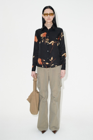 70S Line Shirt Nocturnal Flower Print
