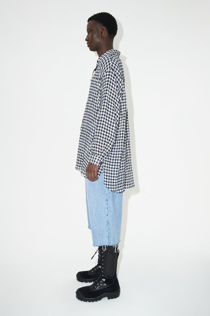 トップス Our Legacy Black&White Linen Check Shirt Our Legacy - Borrowed Shirt Bold Check Linen