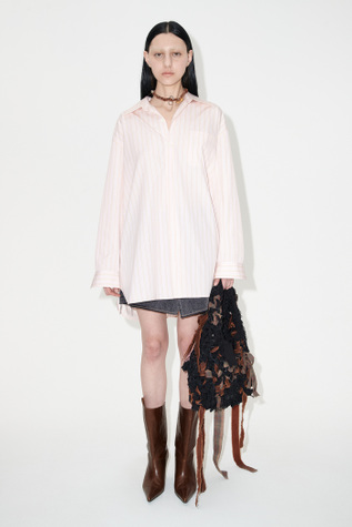 Popover Shirt Pink Business Stripe