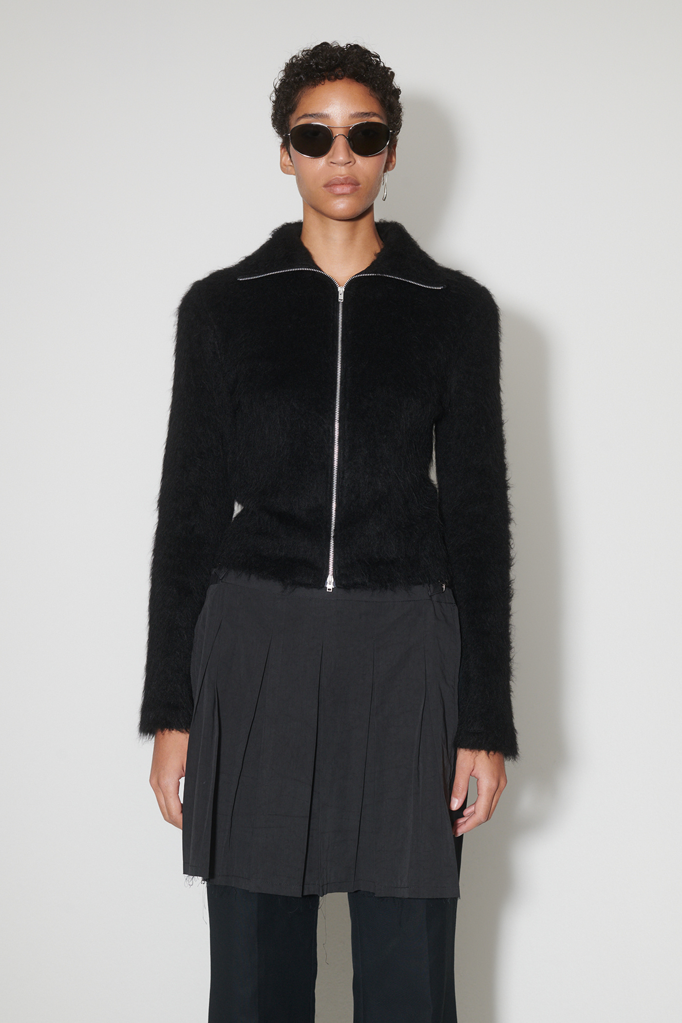 Our Legacy - Slim Zip Longsleeve Black Alpaca