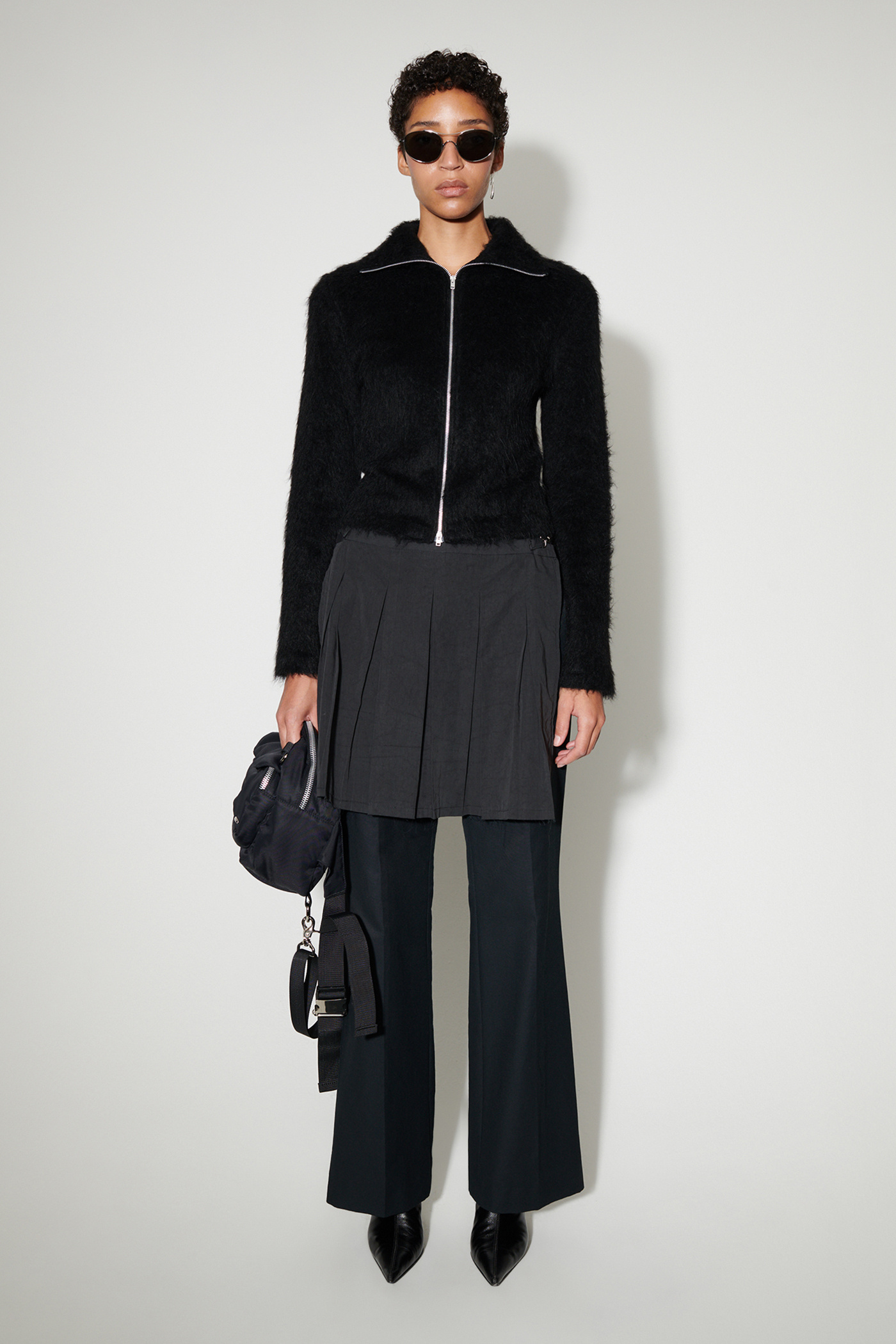 ひ*り様 OUR LEGACY SLIM ZIP LONGSLEEVE 32 Our Legacy - Slim Zip Longsleeve Brown Sparse Buckle Weave
