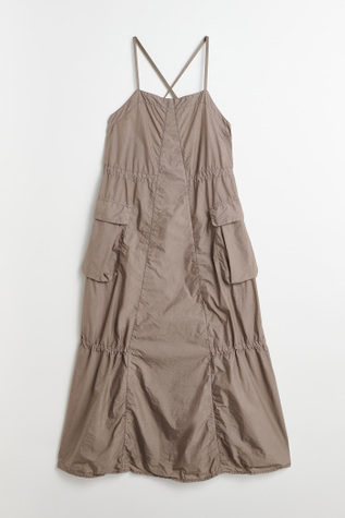 Parachute Dress Stone Khaki Parachute Poplin