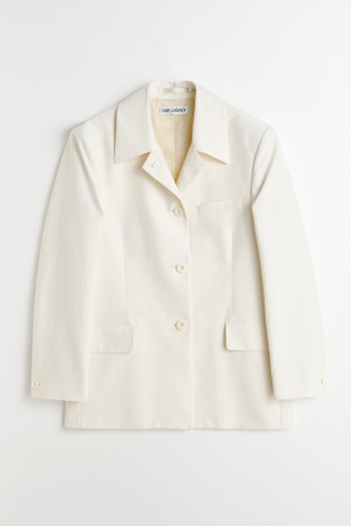 Carp Blazer Natural Crinkled Cotton Nylon
