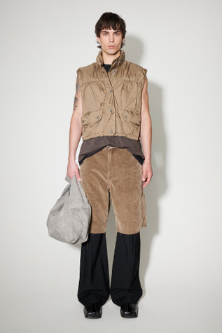 Cropped Exhale Puffa Vest Cavalry Olive Aero Nylon