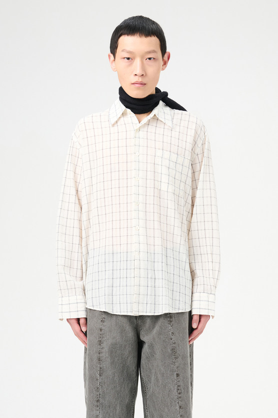 シャツ HUECLOSET Linen Over-fit Check Shirt 25KERO216 11039_c9ee71cab6-m2242al_0458-