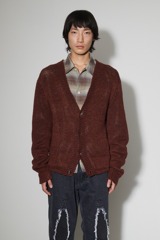 トップス OUR LEGACY ACADEMY CARDIGAN 48 Our Legacy - Academy Cardigan Ruby Magnificent Hemp