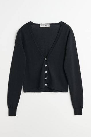 Ivy Cardigan Shadow Black Crispy Cotton